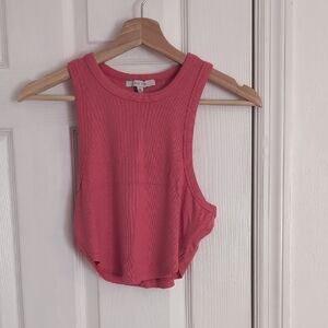 Love Tree Pink Ribbed Crop Tank Top